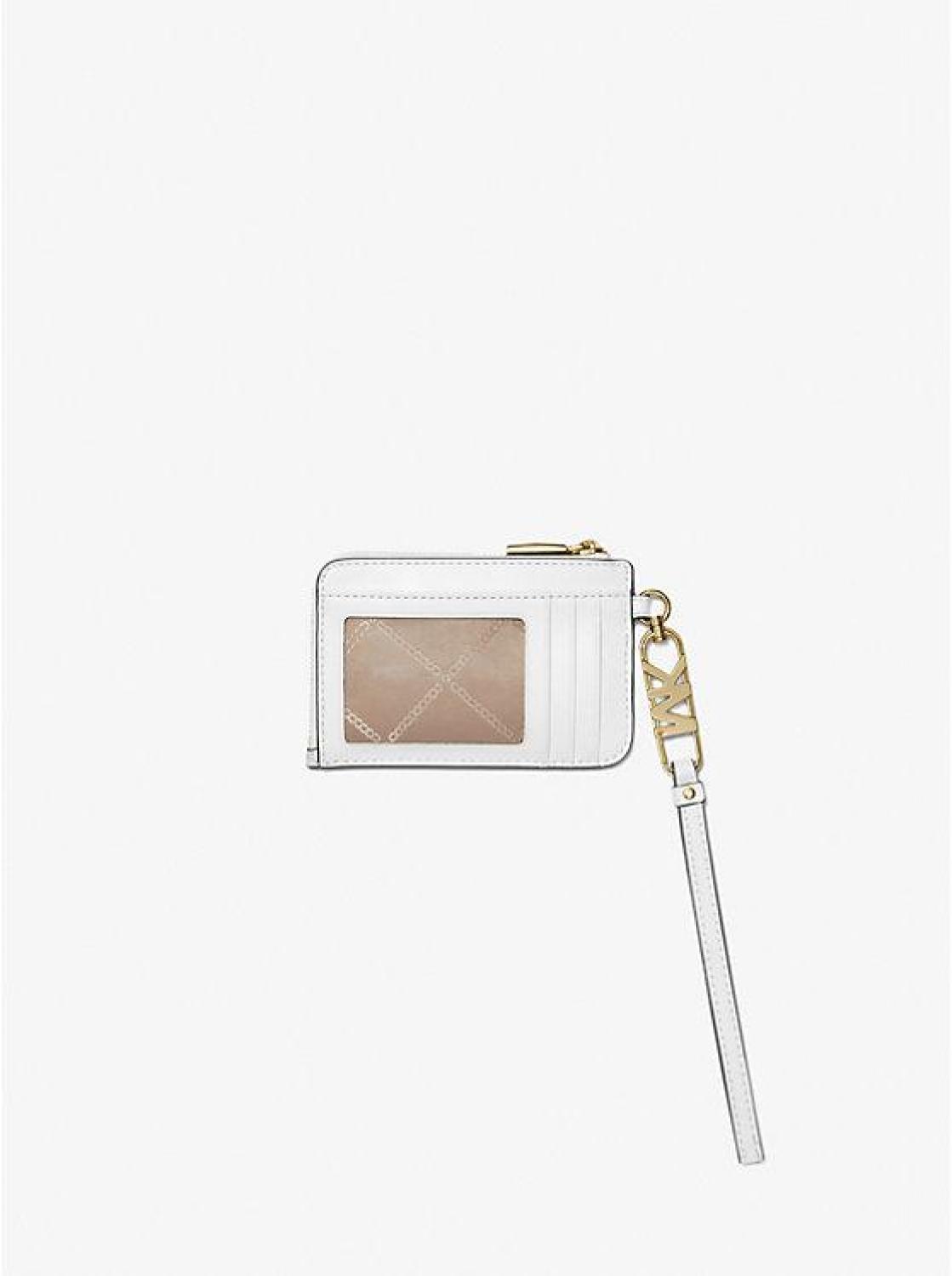 Small Crocodile Embossed Leather Zip Card Case