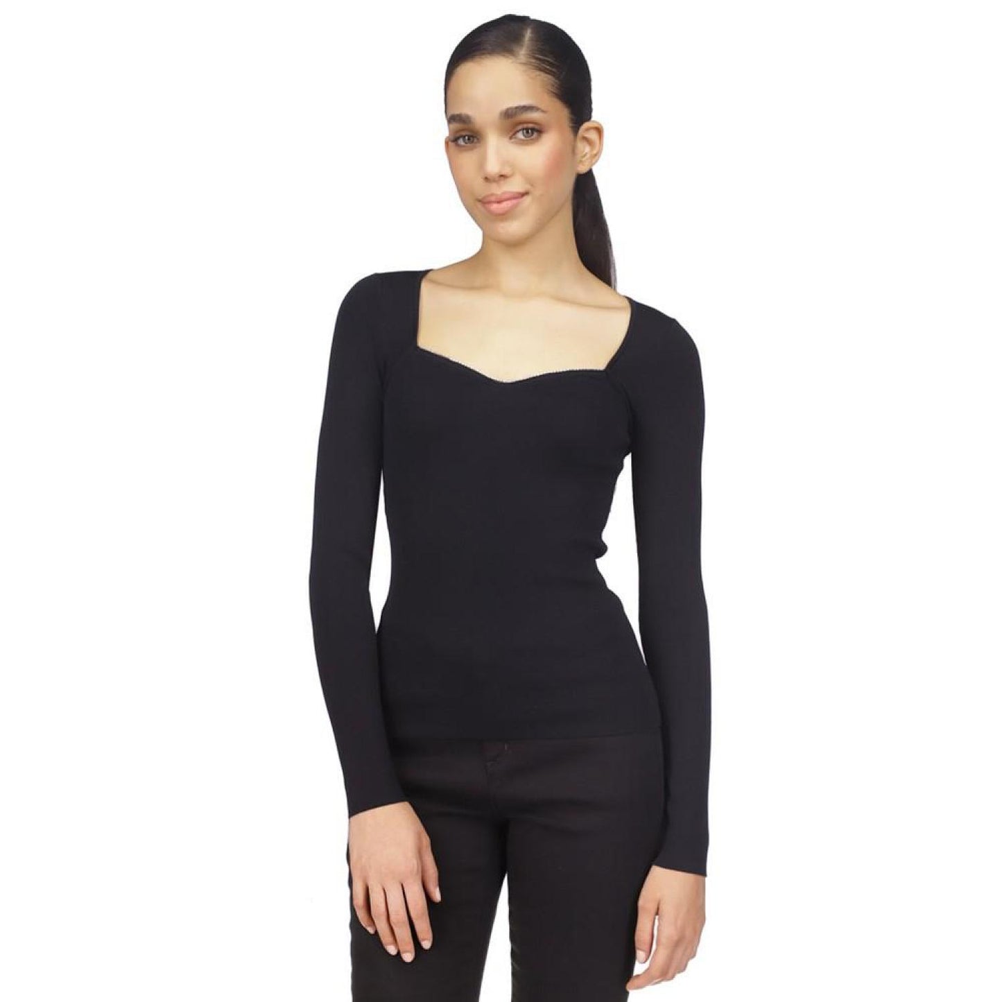 Women's Rhinestone Sweetheart-Neck Top