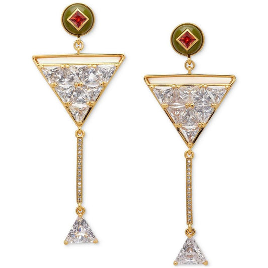Gold-Tone Cubic Zirconia Martini Statement Earrings