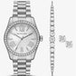 Lexington Pavé Silver-Tone Watch and Bracelet Set