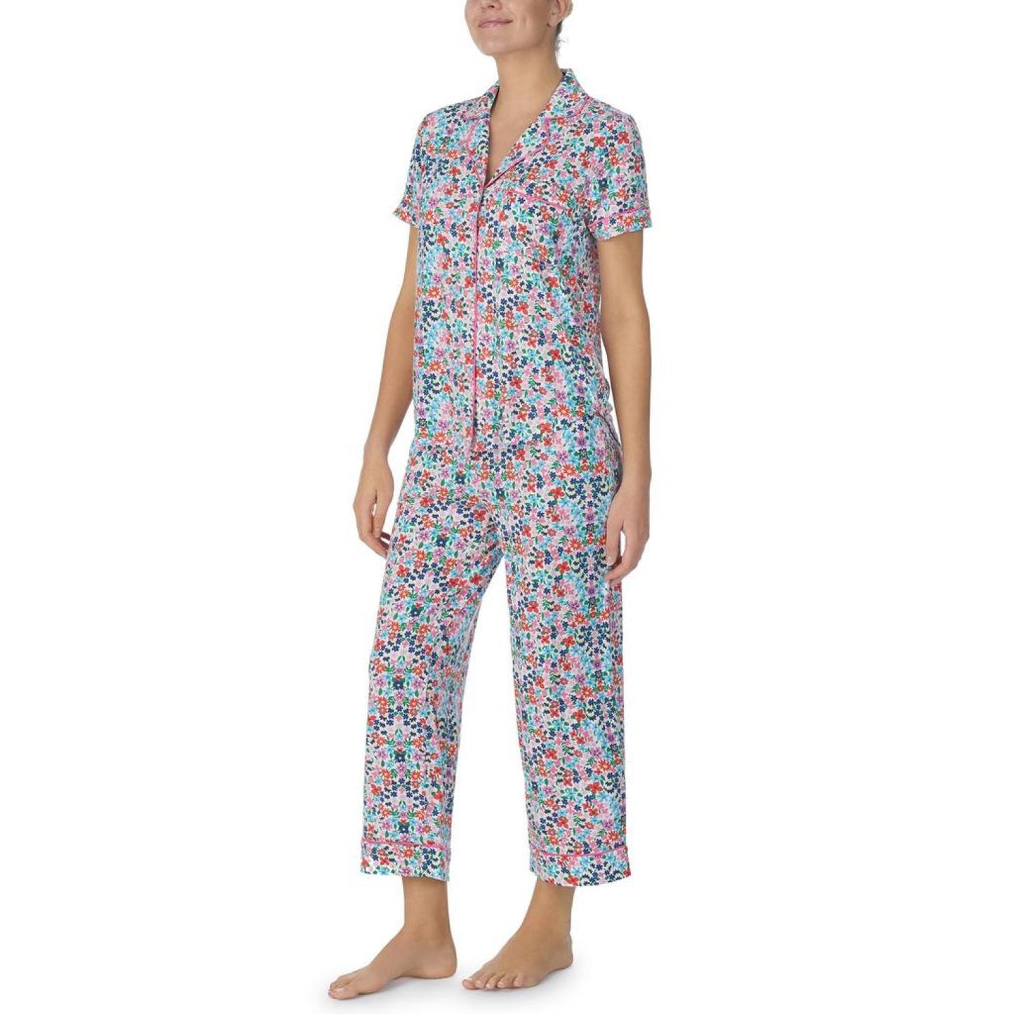 Modal Jersey Short Sleeve Notch Capris PJ Set