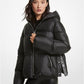 Metallic Ciré Logo Tape Puffer Jacket