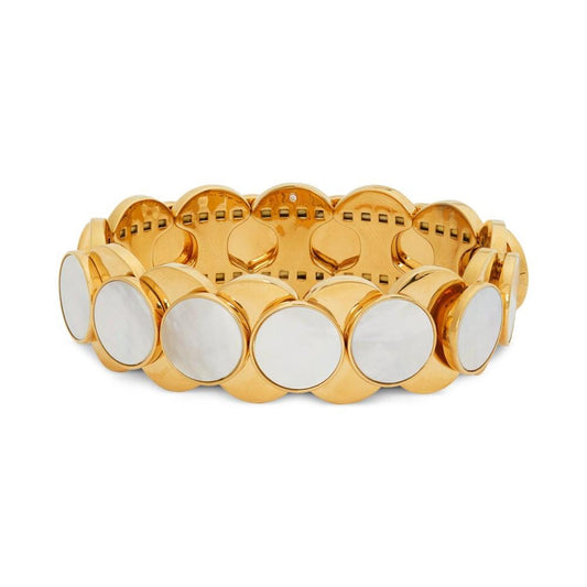 Gold-Tone Mother-of-Pearl Disc Stretch Bracelet