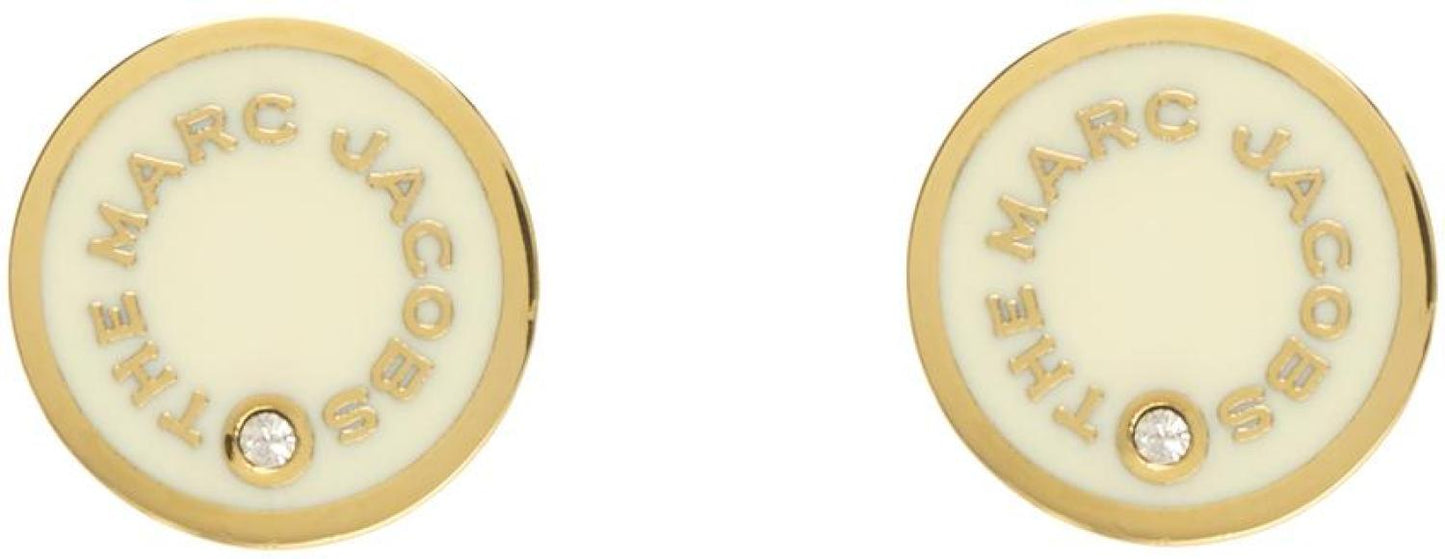 Gold & White 'The Medallion' Stud Earrings