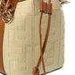 FENDI Mon Tresor Mini FF Raffia & Leather Bucket Bag