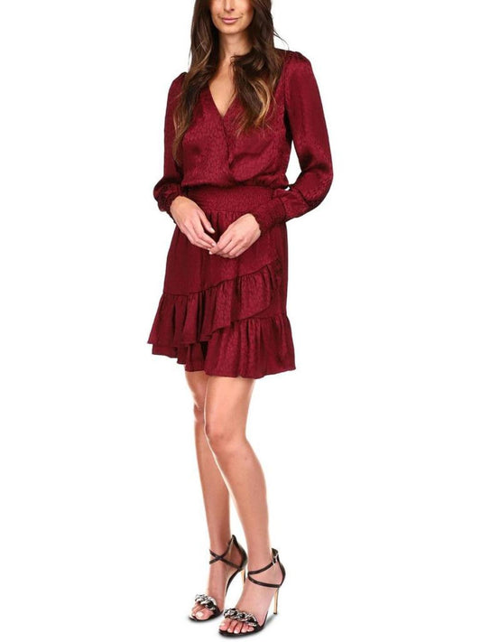 Womens Plunge Neck Midi Cocktail and Party Dress