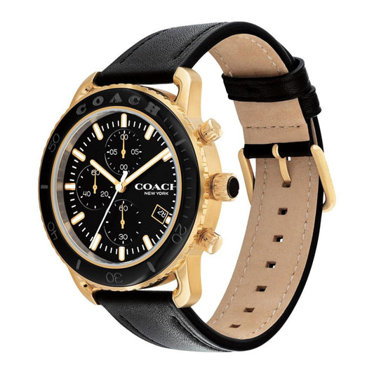 Men's Cruiser Black Leather Strap Watch, 44mm