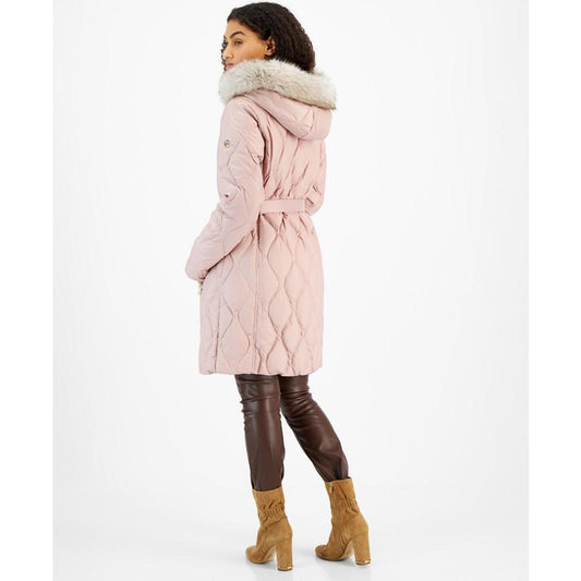Women's Quilted Faux-Fur-Trim Hooded Puffer Coat