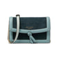 Knott Color-Blocked Pebbled Leather and Suede Leather Flap Crossbody