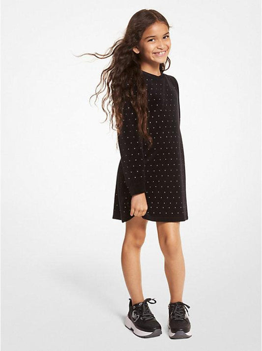 Embellished Velvet Cotton Blend Dress