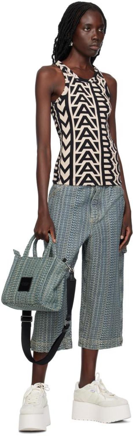 Blue "The Washed Monogram Denim Small" Tote