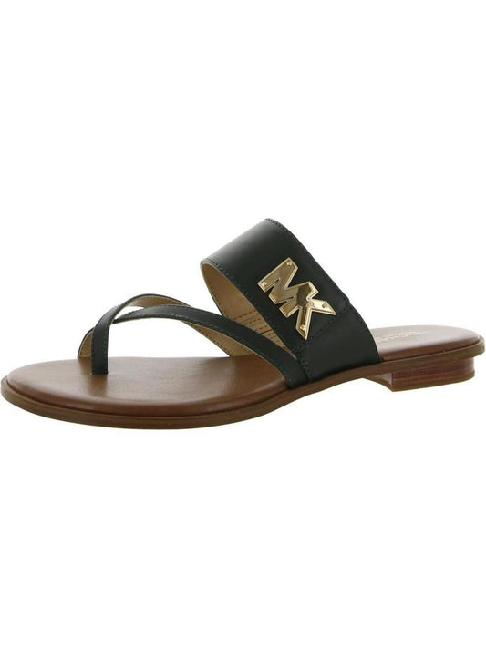 Sidney Flat Womens Leather Logo Slide Sandals
