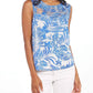 Lace Top In Blue Palm