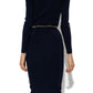 Michael Michael Kors V-Neck Stretch Belted Midi Dress