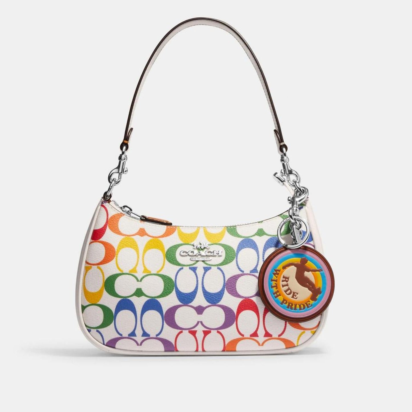 Coach Outlet Ride With Pride Bag Charm In Rainbow Signature Canvas