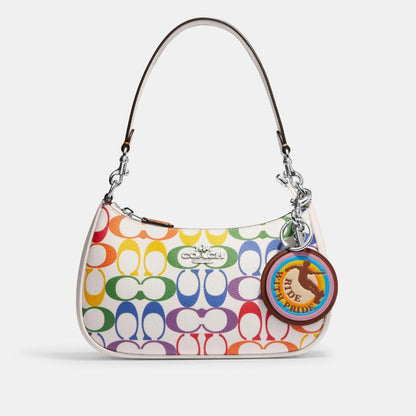 Coach Outlet Ride With Pride Bag Charm In Rainbow Signature Canvas