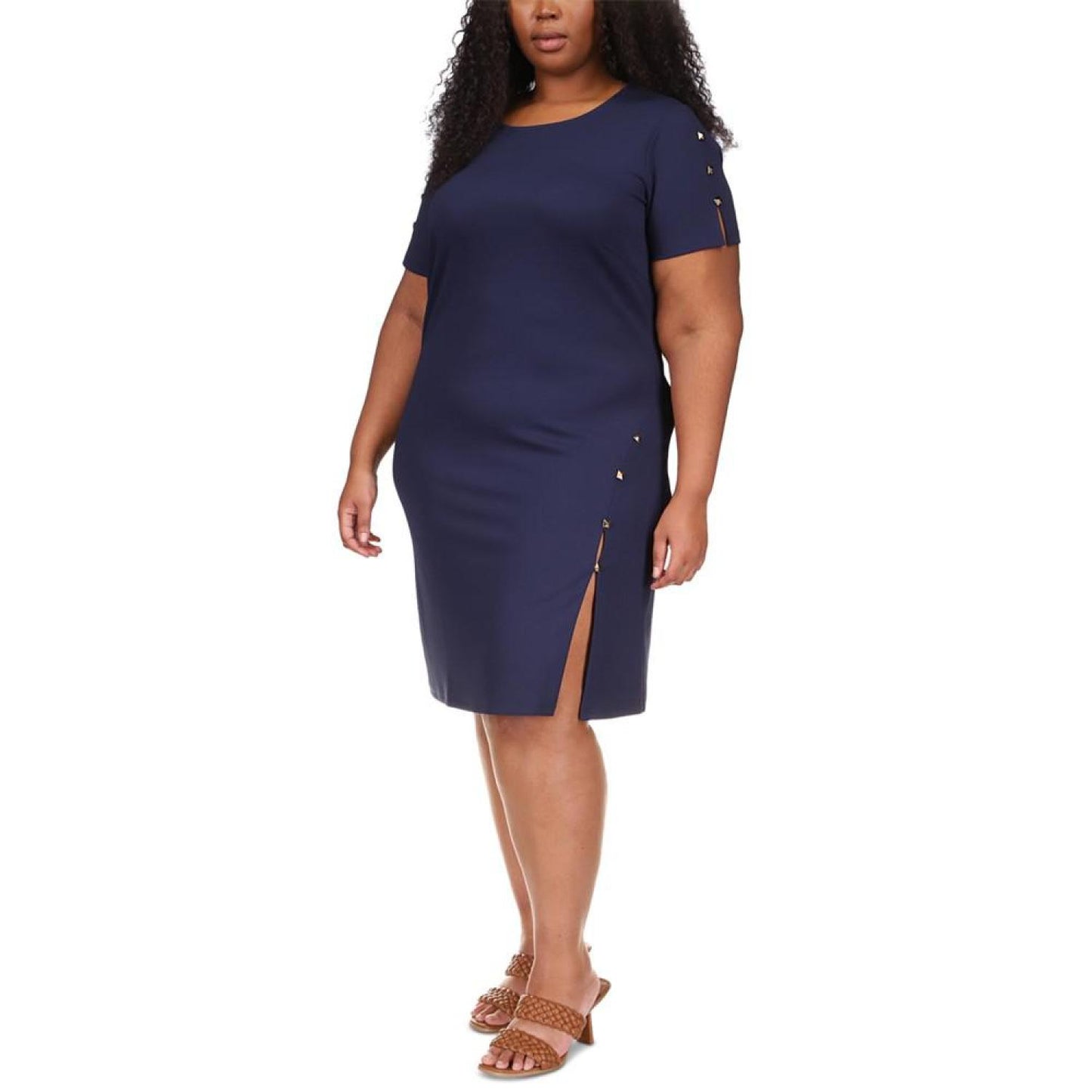 Plus Size Scuba Crepe Embellished Dress