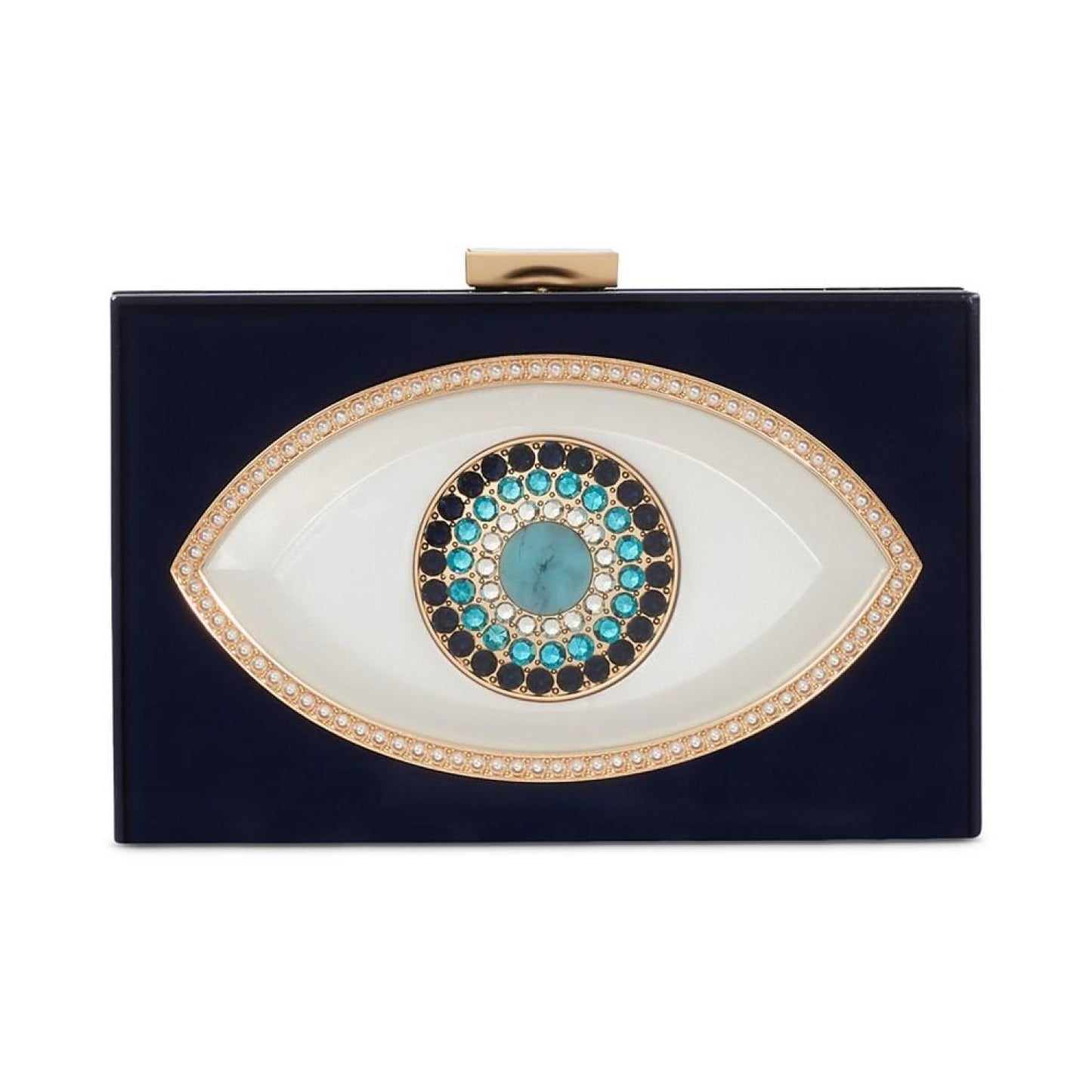 Evil Eye Jeweled Resin Small Frame Clutch