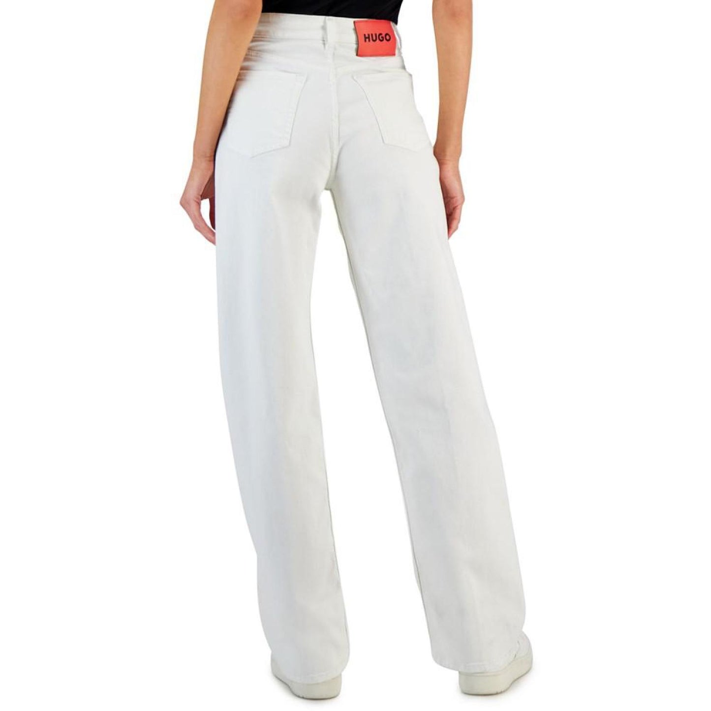 Women's White High-Rise Ripped Relaxed Denim Jeans