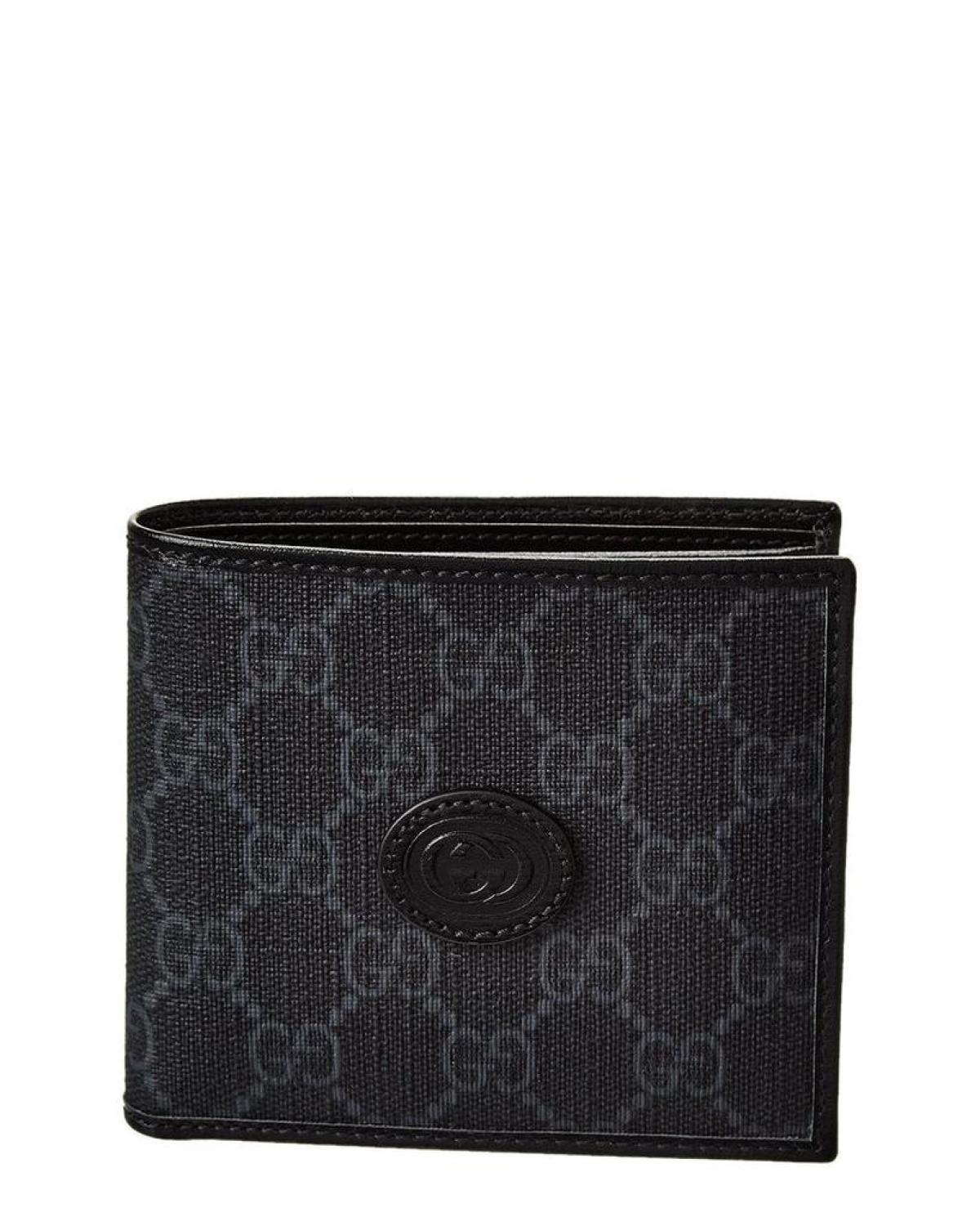 Gucci Interlocking G GG Supreme Canvas & Leather Bifold Wallet