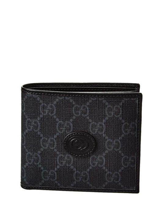 Gucci Interlocking G GG Supreme Canvas & Leather Bifold Wallet