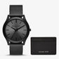 Oversized Slim Runway Black-Tone Watch and Card Case Gift Set