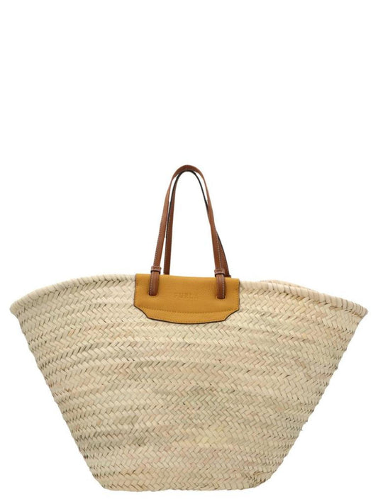 Furla Woven Logo Embossed Tote Bag