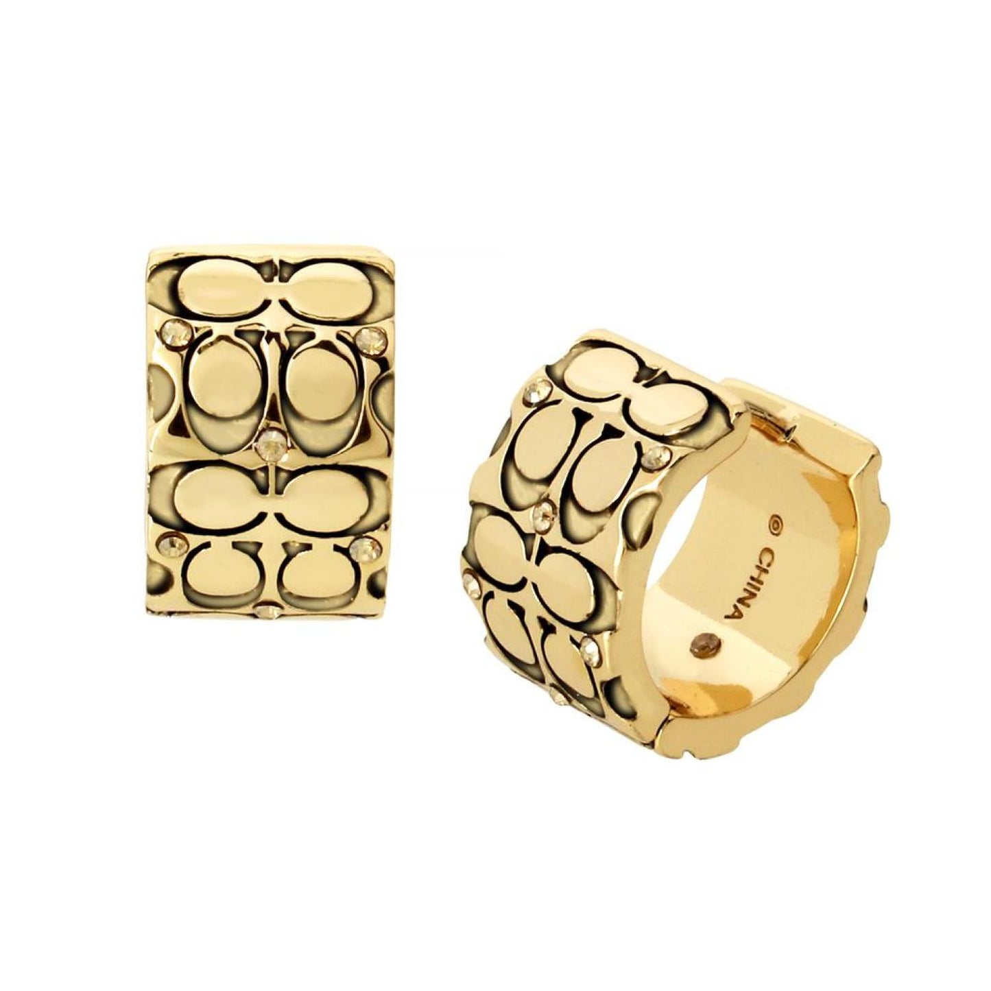 Quilted C Huggie Earrings