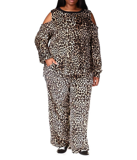 Plus Size Cheetah Straight Leg Pants
