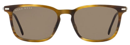 Hugo Boss Men's Rectangular Sunglasses B1020S EX470 Brown Horn/Gunmetal 54mm