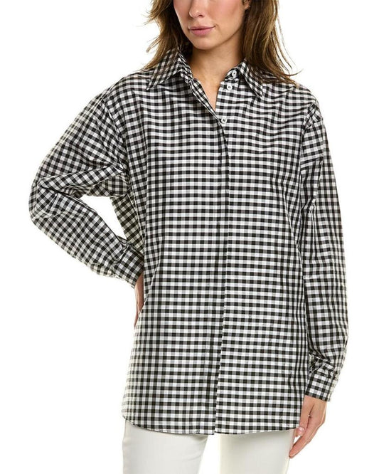 Michael Kors Gingham Taffeta Dolman Silk Top