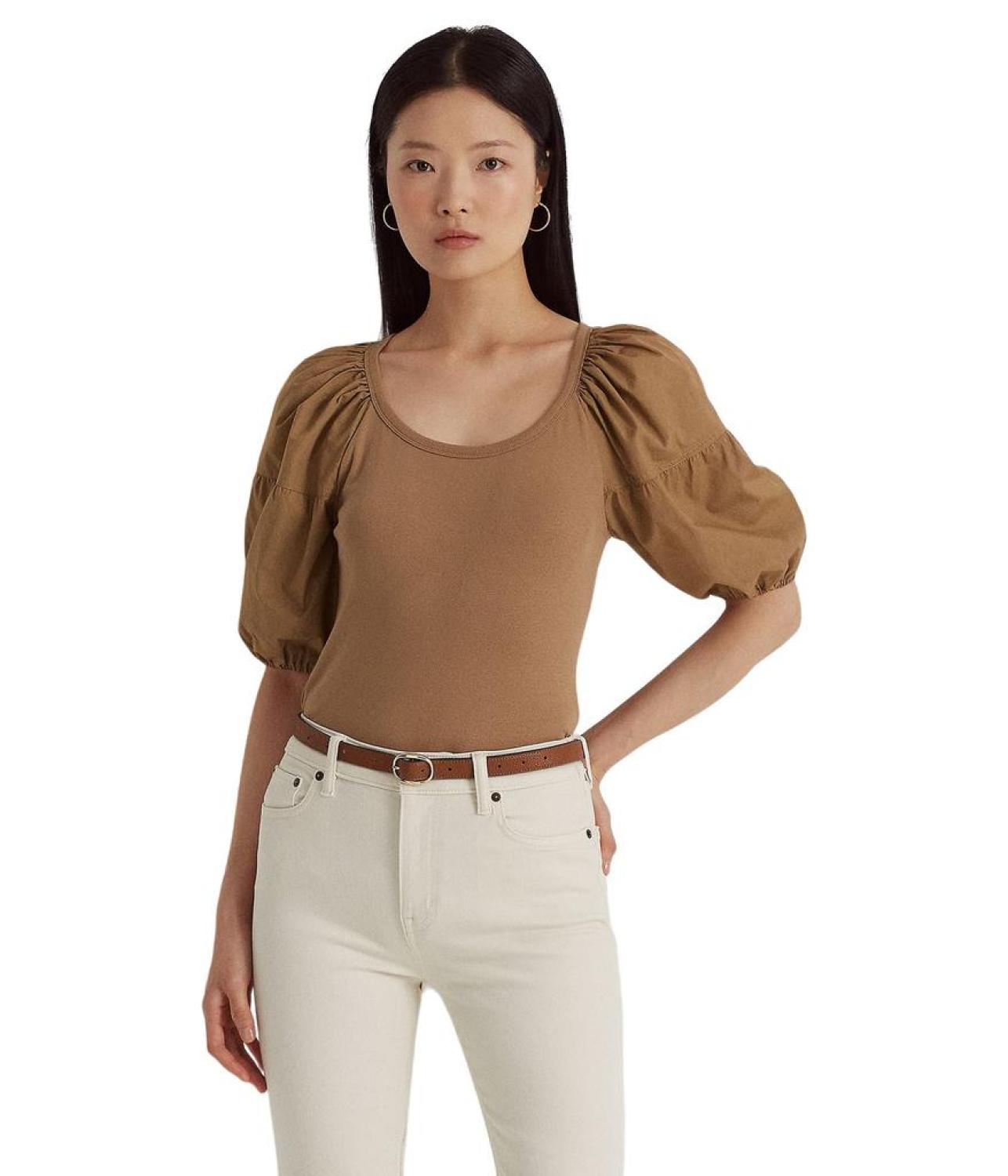 Stretch Cotton Puff-Sleeve Tee