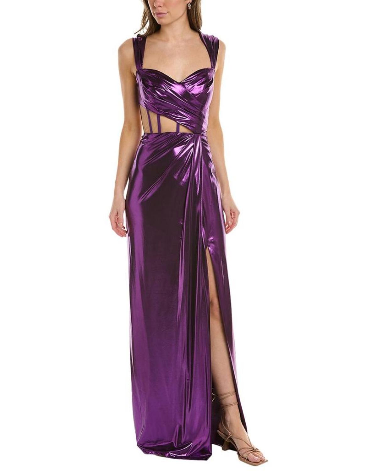 Marchesa Notte Floral Embroidered Column Gown