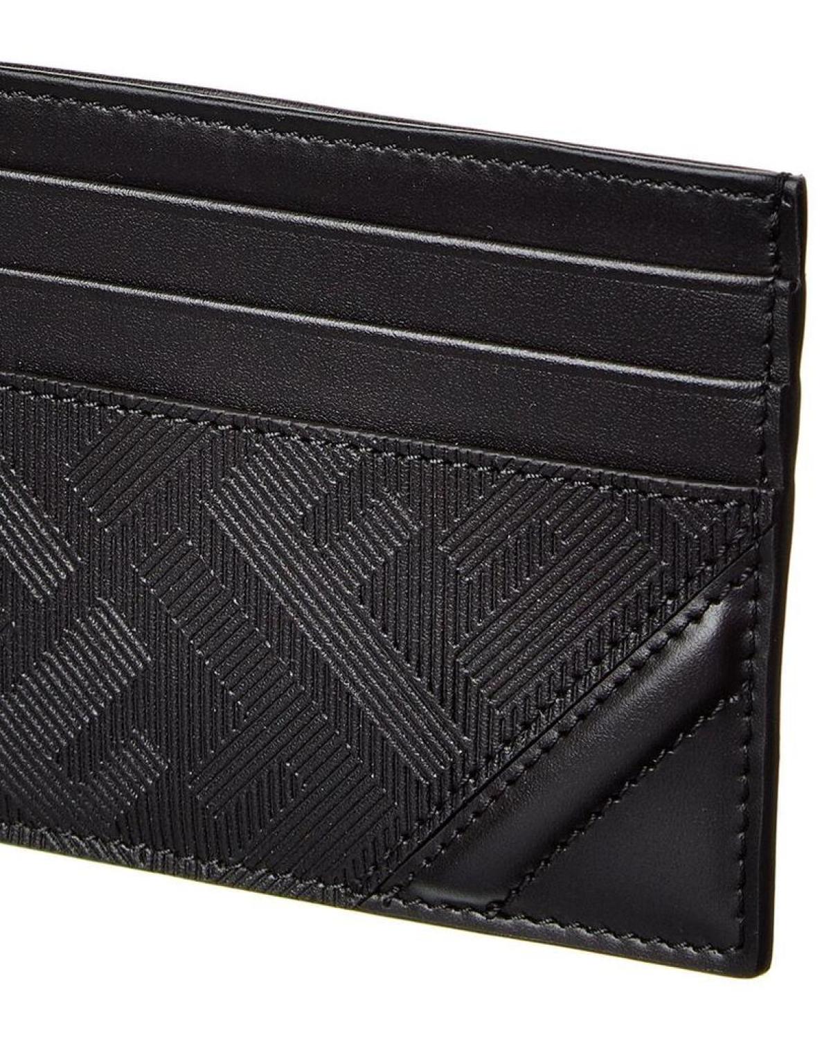 FENDI Shadow Diagonal Leather Card Holder