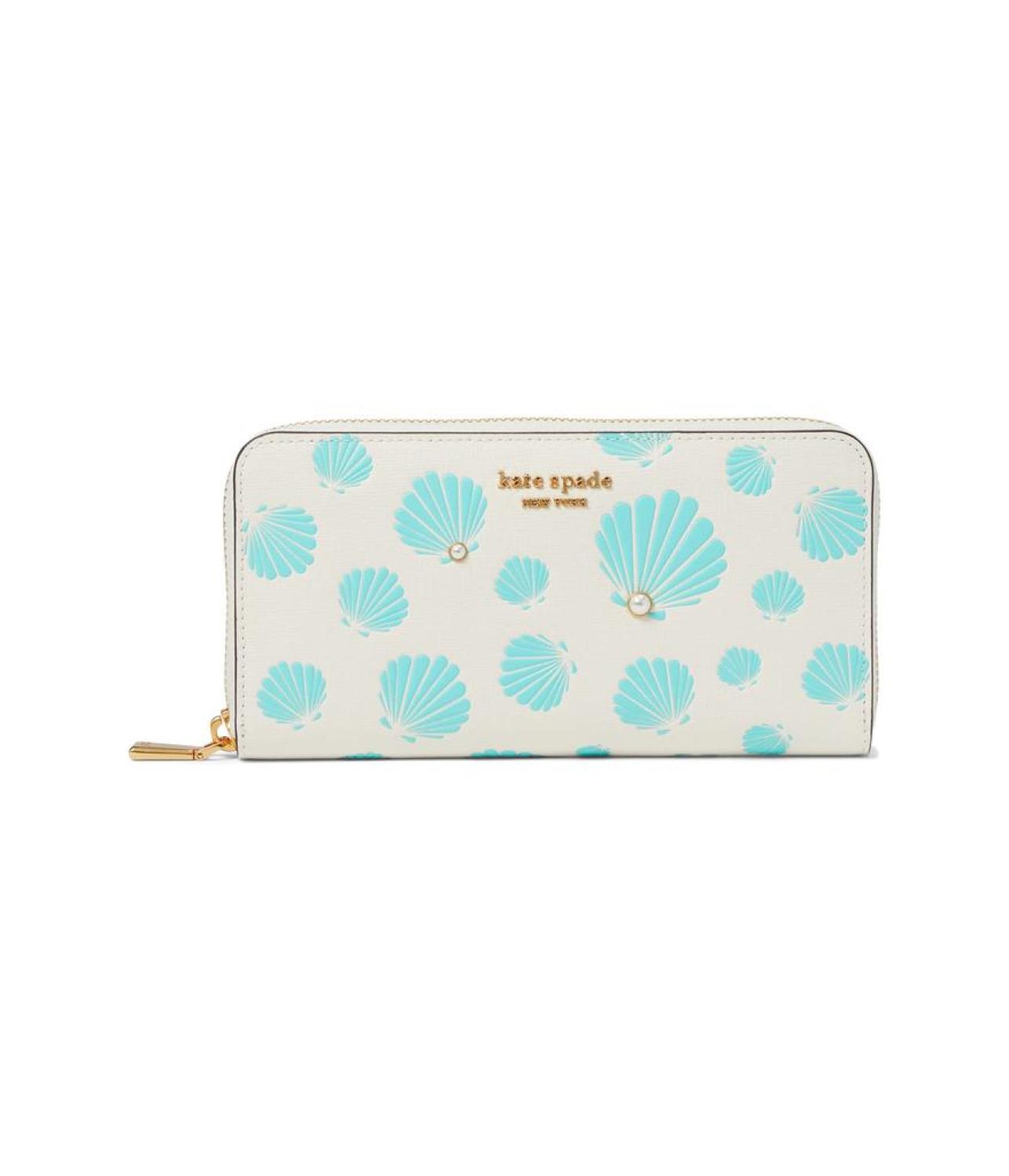 Morgan Seashell Embossed Saffiano Leather Zip Around Continental Wallet