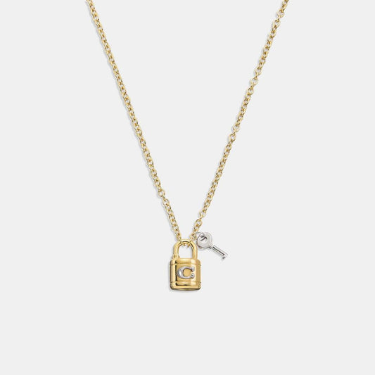 Coach Outlet Signature Padlock And Key Necklace
