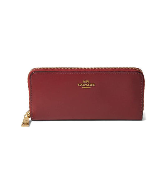 Smooth Leather Slim Accordion Zip