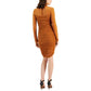 Women's Mesh Ruched Long-Sleeve Dress