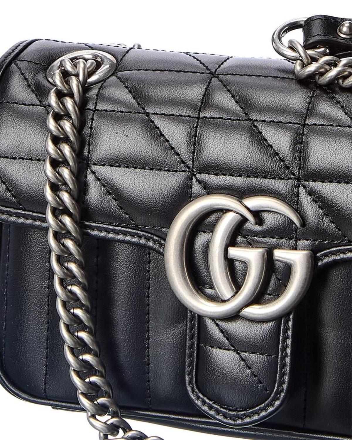 Gucci GG Marmont Mini Matelasse Leather Shoulder Bag, Black