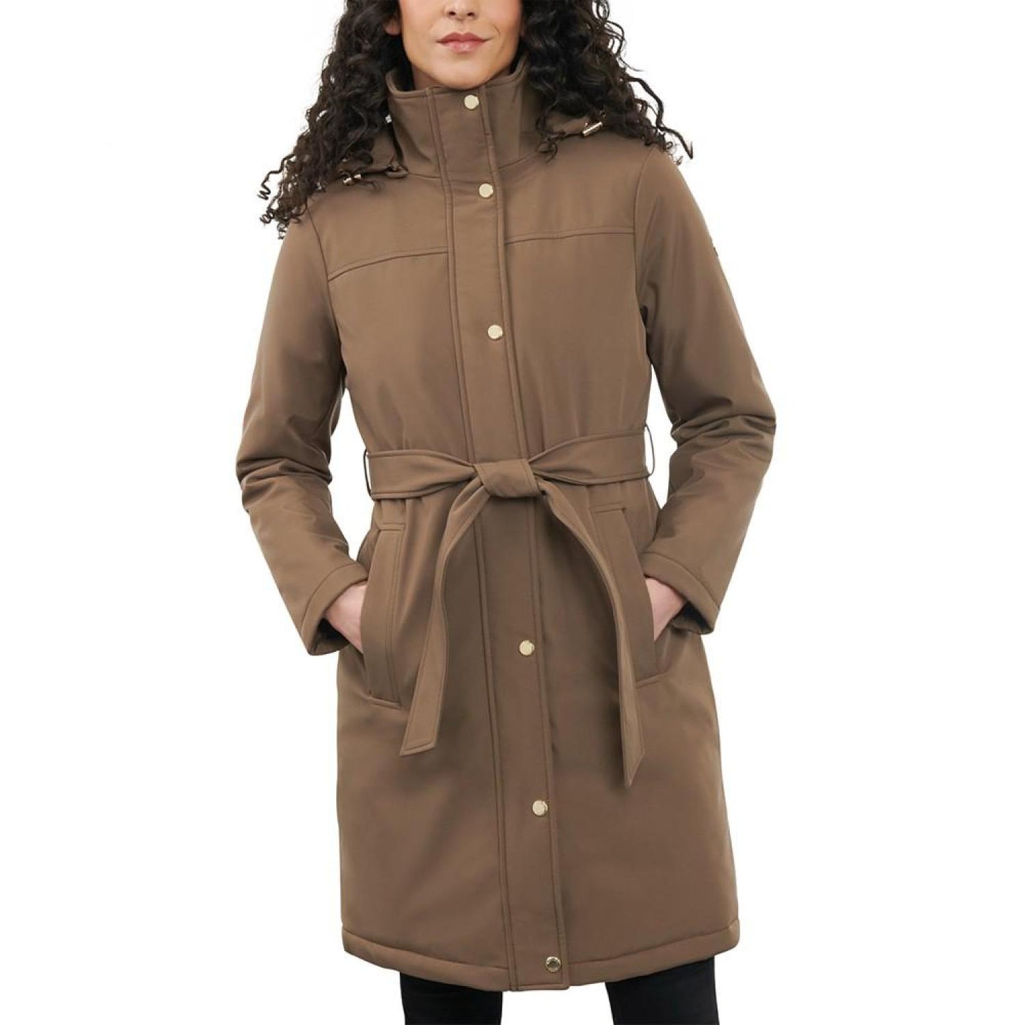Women's Hooded Belted Raincoat, Created for Macy's