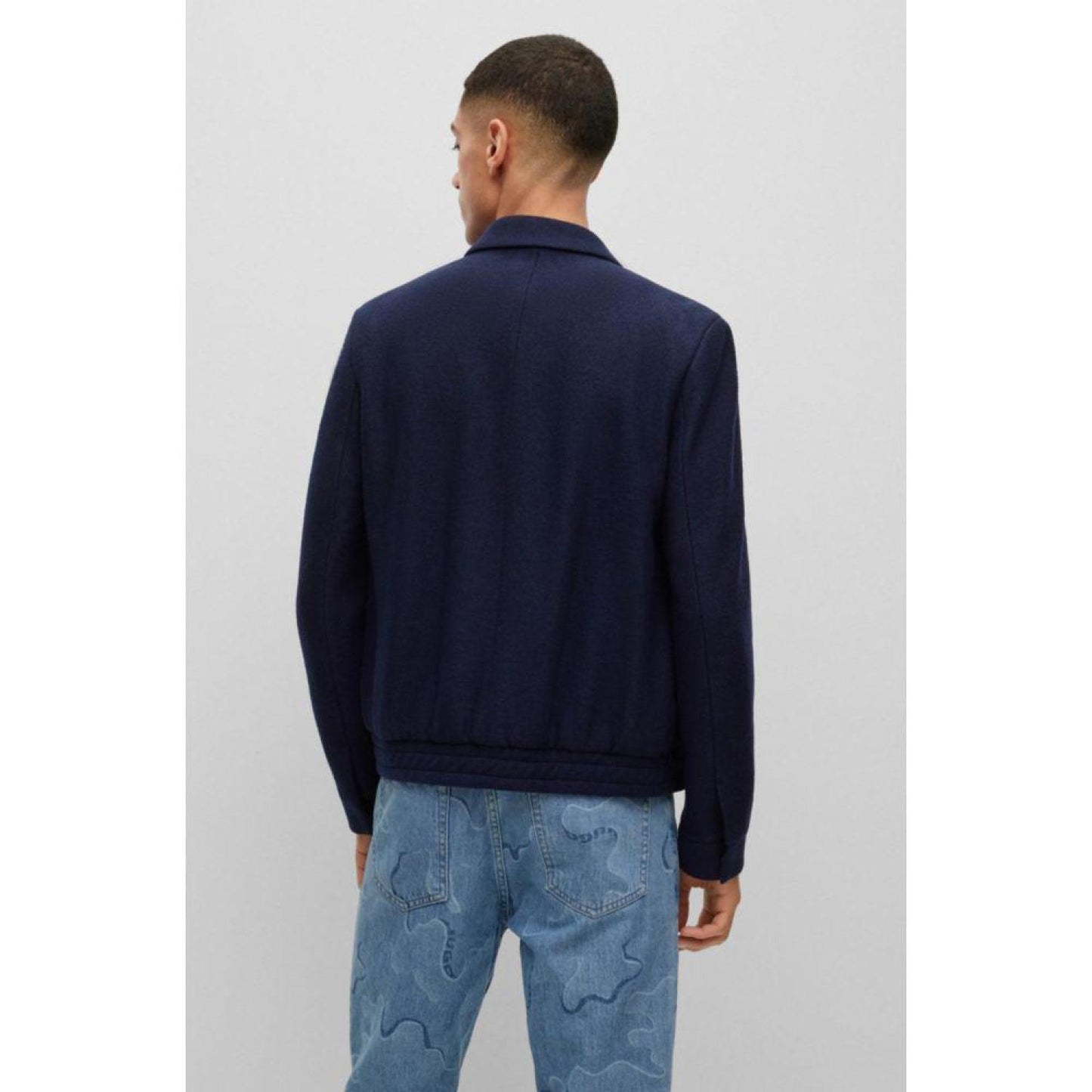 Wool-blend slim-fit jacket in a shirt style