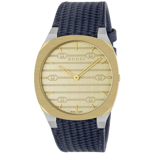 Women's Swiss 25H Blue Leather Strap Watch 34mm