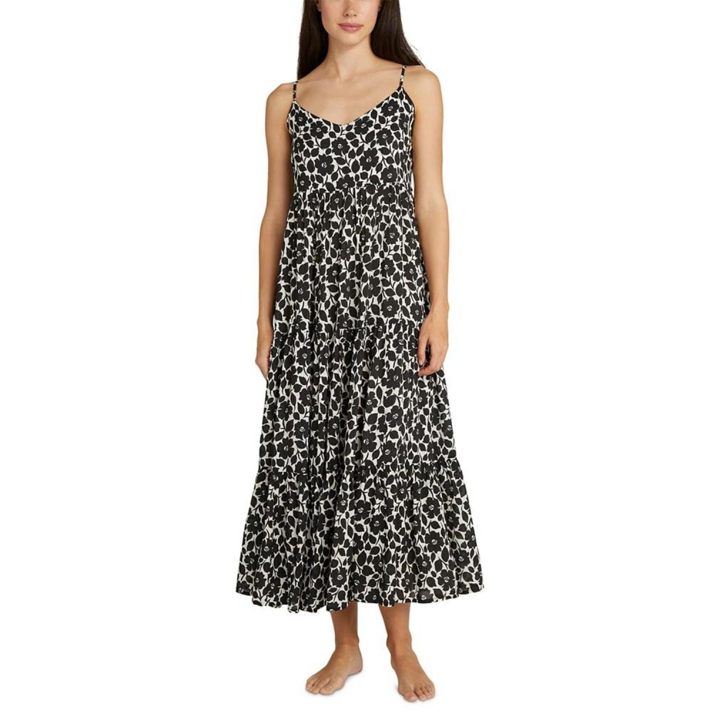 Women's Floral Tiered Midi Cover-Up Dress