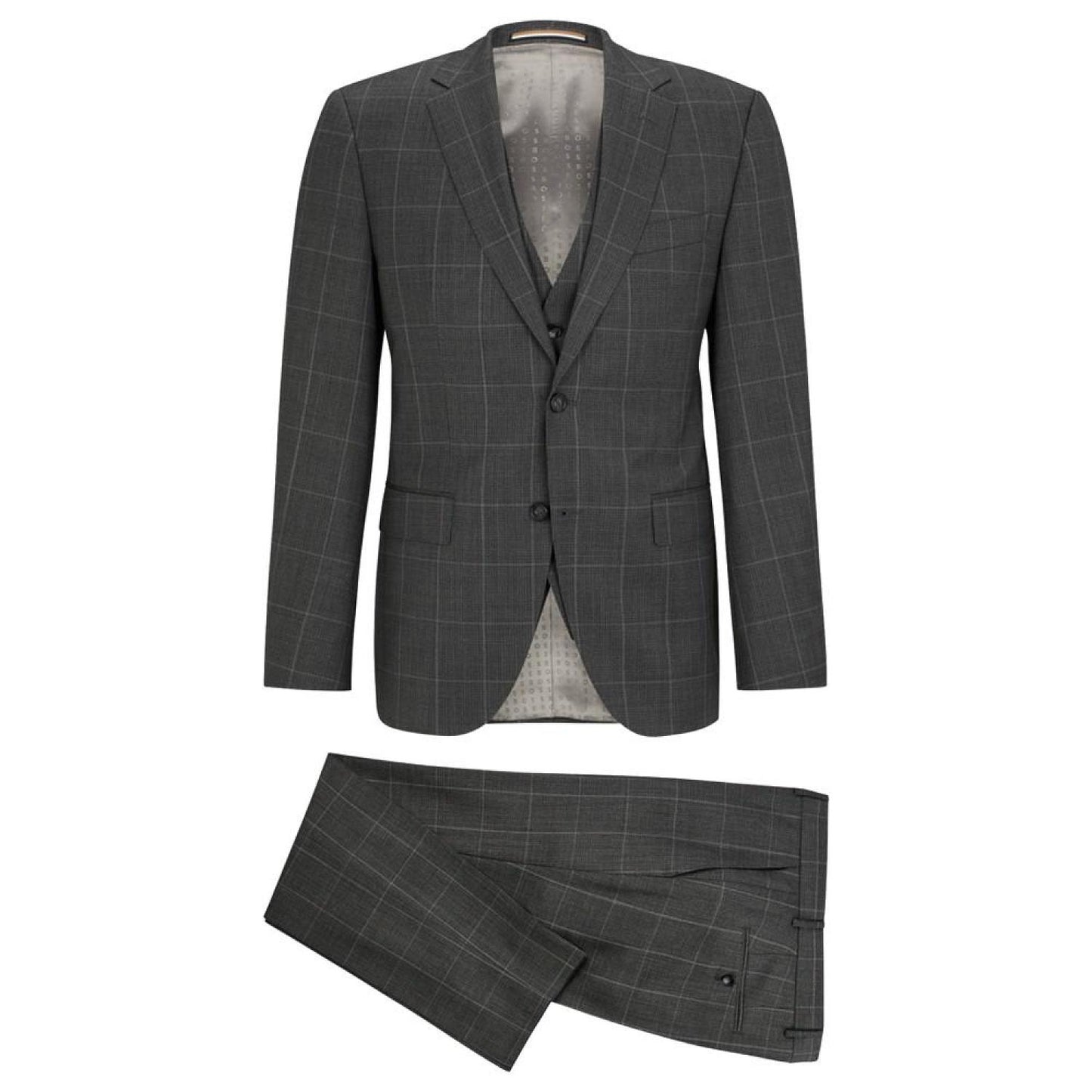 Men's Three-Piece Regular-Fit Checked Suit
