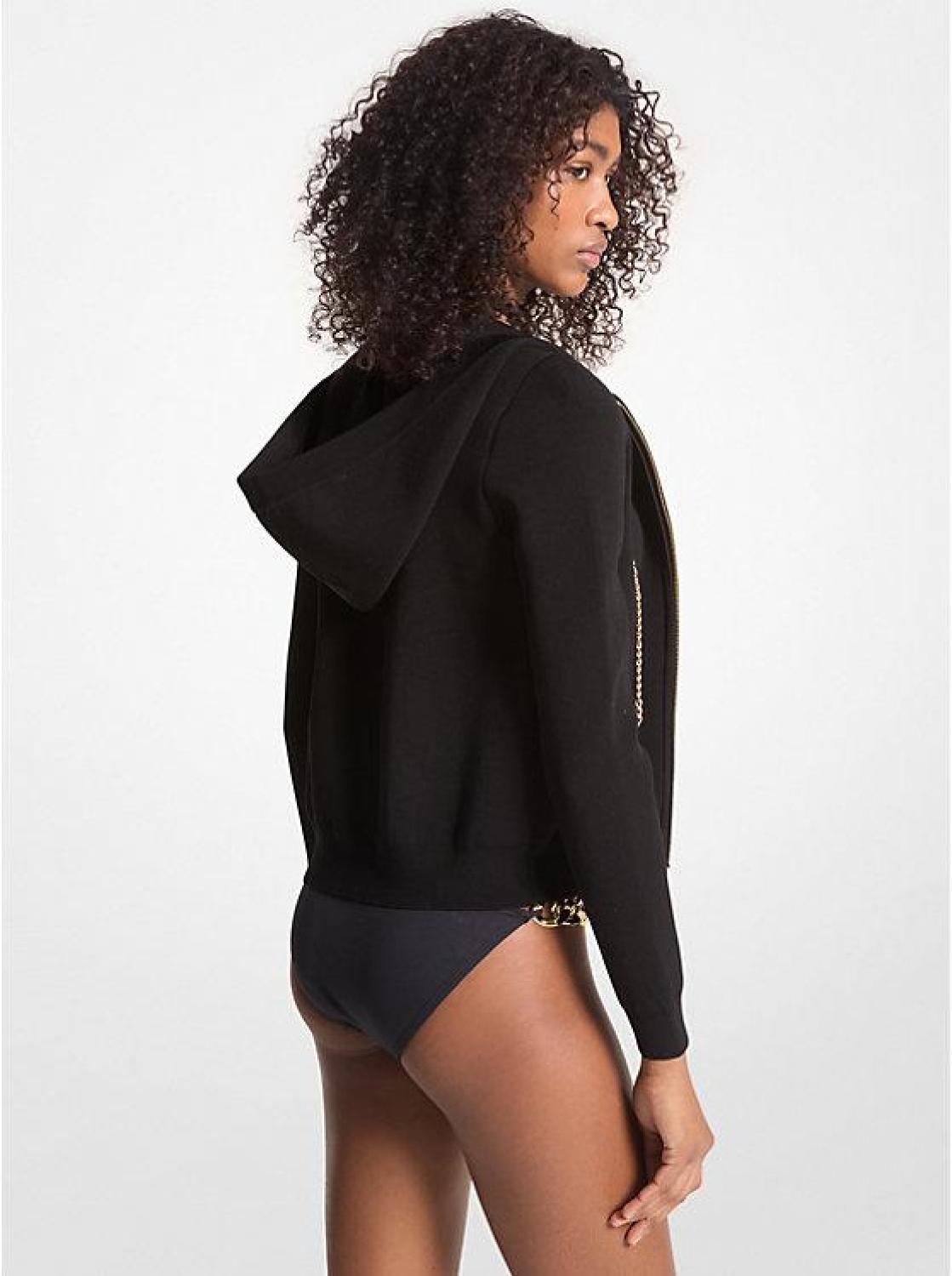 Stretch Viscose Chain Zip-Up Hoodie