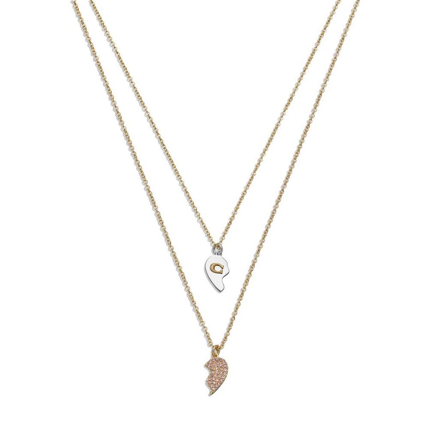 Faux Stone Signature Broken Heart Layered Necklace