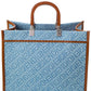 FENDI Sunshine Medium Denim & Leather Tote