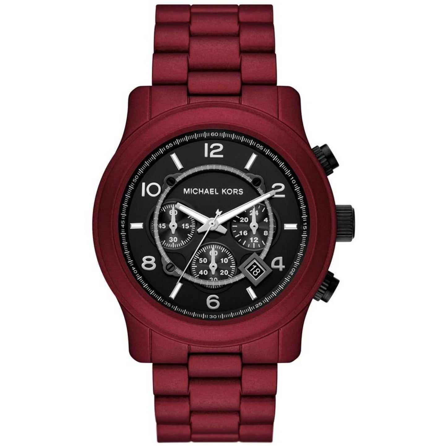 Men's Runway Chronograph Red Matte Coated Stainless Steel Bracelet Watch 45mm