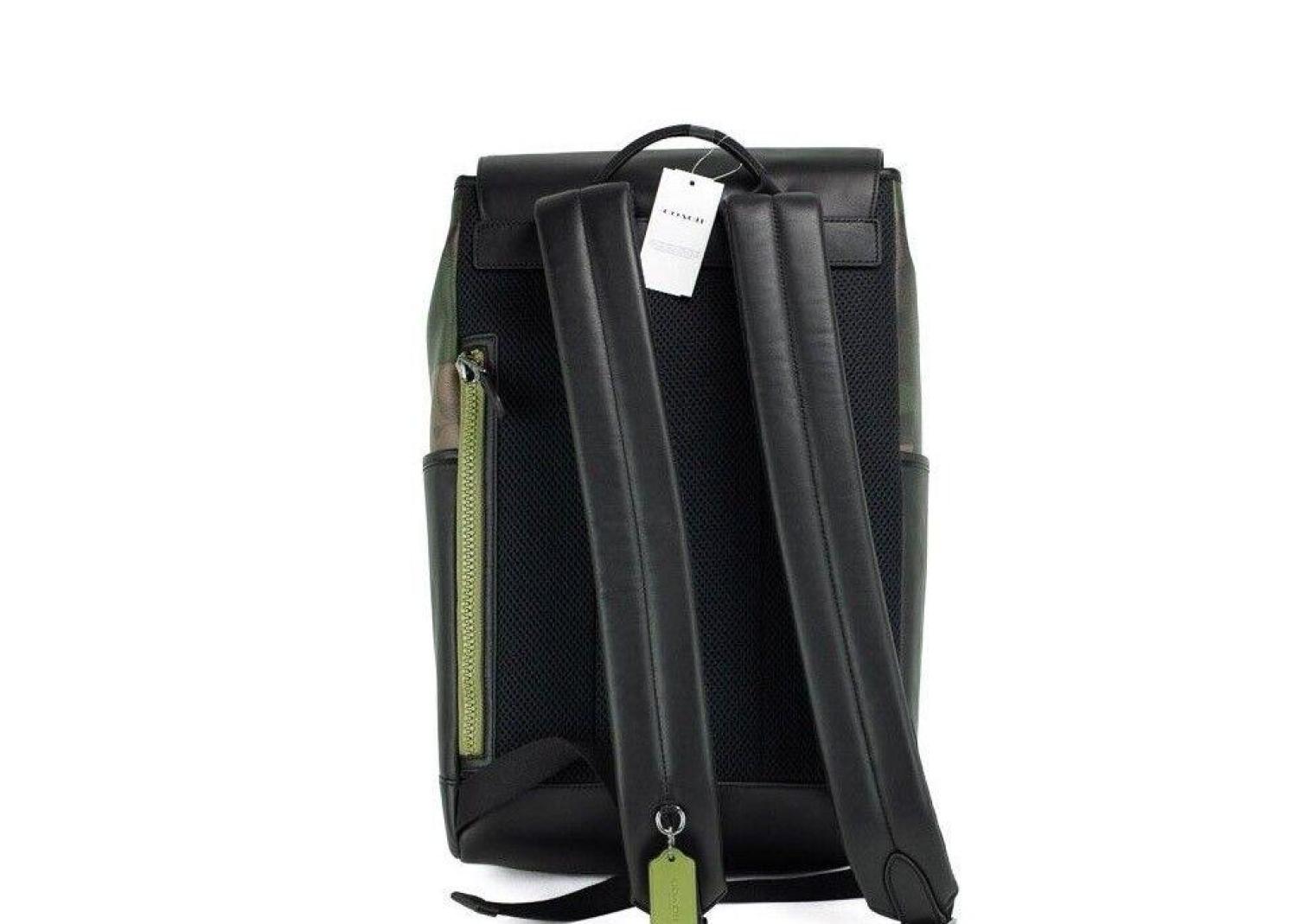 camo coach backpack COACH Large Signature Camo Print Coated Canvas Track Backpack Bookbag