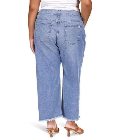 Plus Size High-Rise Crepe Flare Selma in Angel Blue Wash